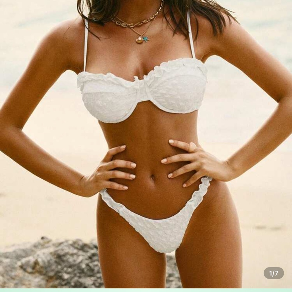 SHEIN White Textured Bikini Set